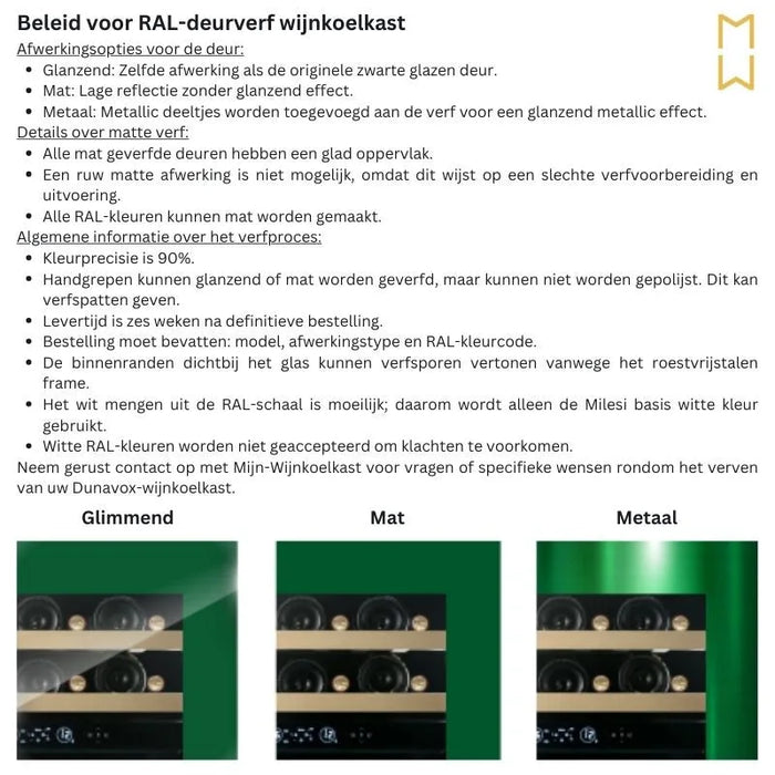 Dunavox Grande-94 Wijnkoelkast | DX-94.270DCK | 2 Zones | RAL Kleur - Mijn-Wijnkoelkast