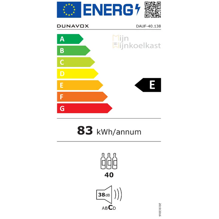 Dunavox Sera-40 Wijnkoelkast | DAUF-40.138C | 1 Zone | RAL Kleur - Mijn-Wijnkoelkast