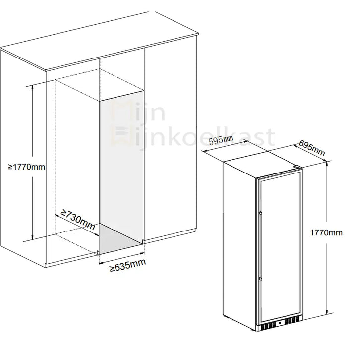 Temptech Classique Wijnkoelkast | CL180SB | 1 zone - Mijn-Wijnkoelkast