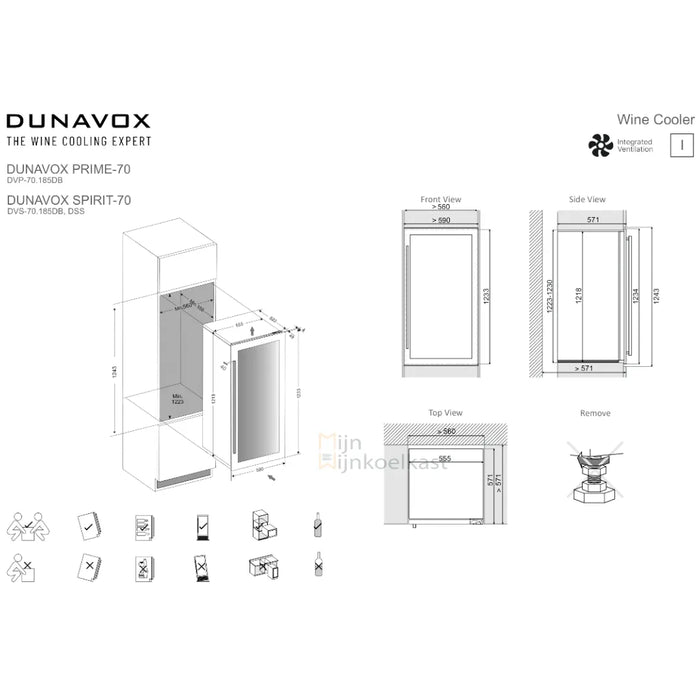 Dunavox Prime-70 Wijnkoelkast | DVP-70.185DB | 2 Zones - Mijn-Wijnkoelkast