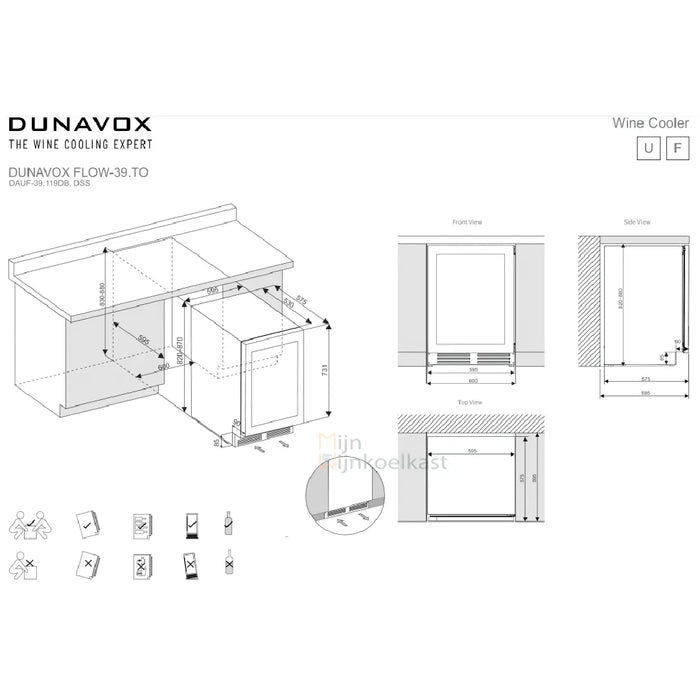 Dunavox FLOW-39.TO Wijnkoelkast | DAUF-39.119DB.TO | 2 Zones - Mijn-Wijnkoelkast