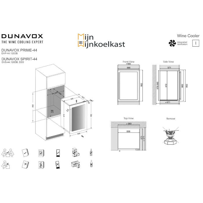 Dunavox Spirit-44 Wijnkoelkast | DVS-44.120DB | 2 Zones - Mijn-Wijnkoelkast