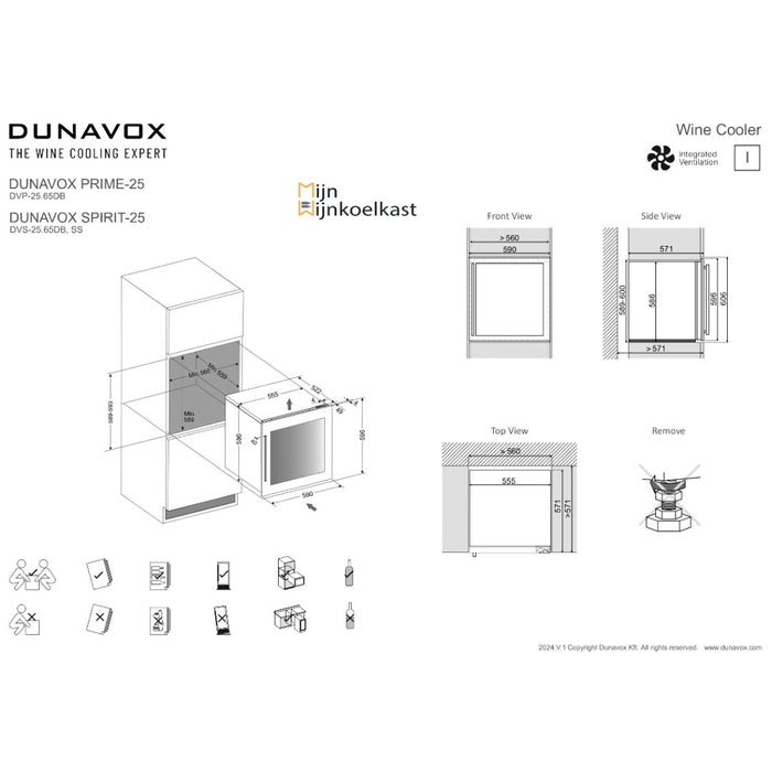 Dunavox Spirit-25 Wijnkoelkast | DVS-25.65DC | 2 Zones | RAL Kleur - Mijn-Wijnkoelkast