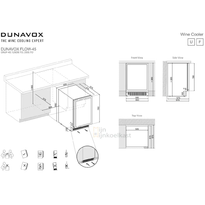 Dunavox Flow-45 Wijnkoelkast | DAUF-45.125DC.TO | 2 Zones | RAL Kleur - Mijn-Wijnkoelkast