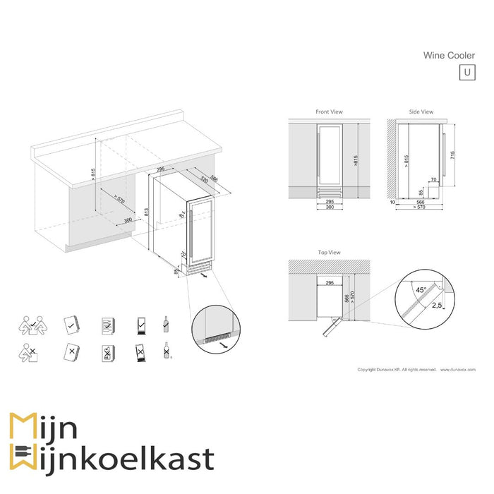 Dunavox Flow-17 Wijnkoelkast | DAUF-17.58DMB | 2 Zones | Mat Zwart - Mijn-Wijnkoelkast