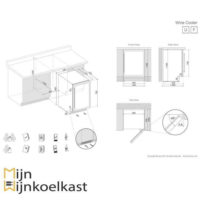 Dunavox Flow-46D Wijnkoelkast | DAUF-46.145DMB | 2 Zones | Mat Zwart - Mijn-Wijnkoelkast