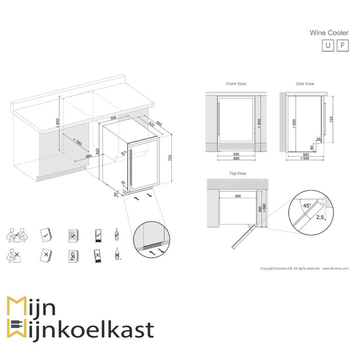 Dunavox Flow-39 Wijnkoelkast | DAUF-39.121DMB | 2 Zones | Mat Zwart - Mijn-Wijnkoelkast