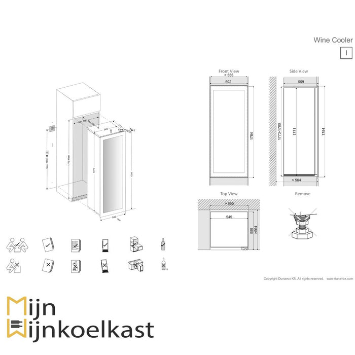 Dunavox Horizon-114.TO Wijnkoelkast | DAVG-114.288DC.TO | 2 Zones | RAL Kleur - Mijn-Wijnkoelkast