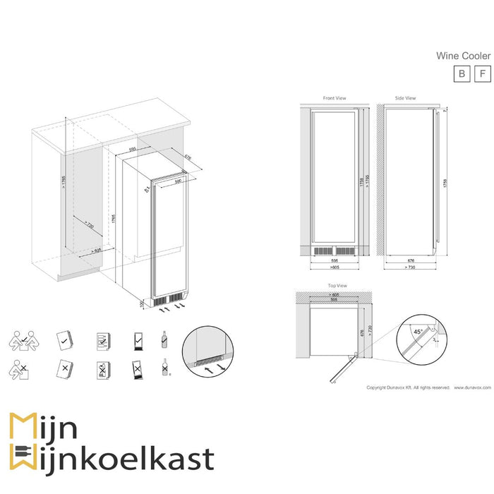 Dunavox Grande-166 Wijnkoelkast | DX-166.428DCK | 2 Zones | RAL Kleur - Mijn-Wijnkoelkast