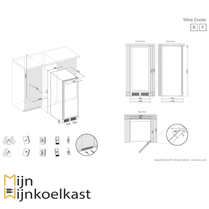 Dunavox Grande-94 Wijnkoelkast | DX-94.270DMBK | 2 Zones | Mat Zwart - Mijn-Wijnkoelkast