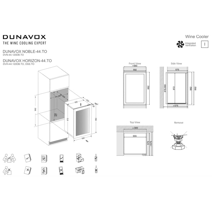 Dunavox Horizon-44.TO Wijnkoelkast | DVH-44.120DC.TO | 2 Zones | RAL Kleur - Mijn-Wijnkoelkast