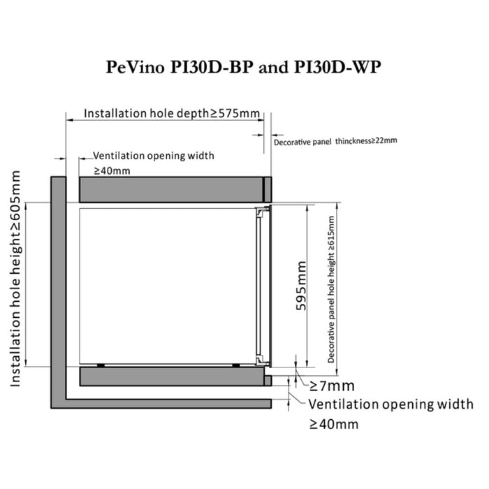 Pevino Wijnkoelkast | PI30D-BP-1 | 2 zones