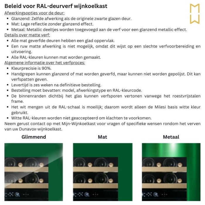 Dunavox Sera-143 Wijnkoelkast | DX-143.468C | 1 Zone | RAL Kleur - Mijn-Wijnkoelkast