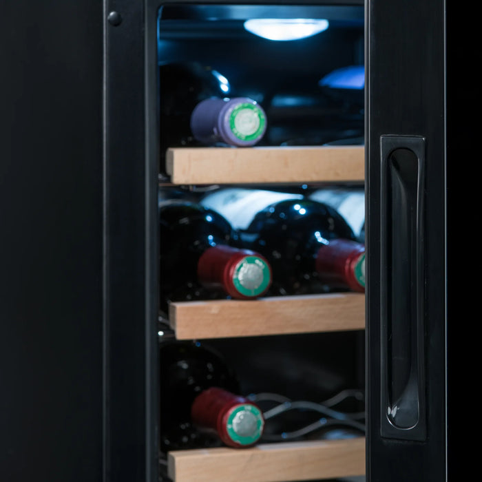 Climadiff CUVEE12 vrijstaande wijnkoelkast, interieur met ledverlichting