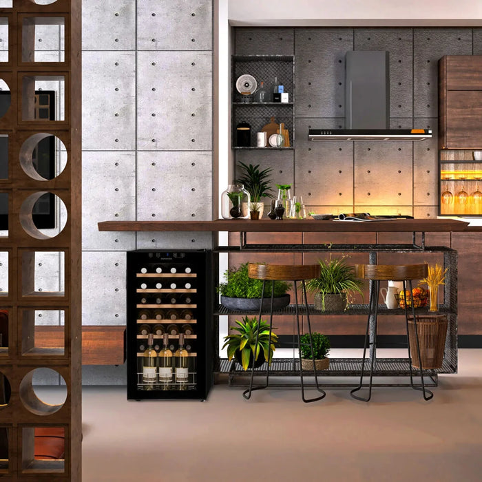 Dunavox Home-28 vrijstaande wijnkoelkast, in een keuken