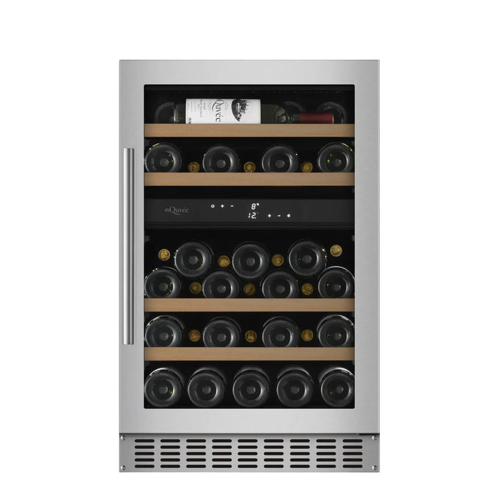 mQuvée WineCave 700 50D WCD50-700 onderbouw wijnkoelkast (afgebeeld in RVS), vooraanzicht