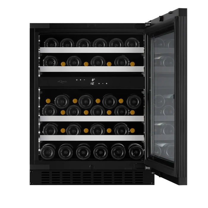 mQuvée WineCave 700 60D Exclusive WCED60FGBP-700 met geopende deur en flessen