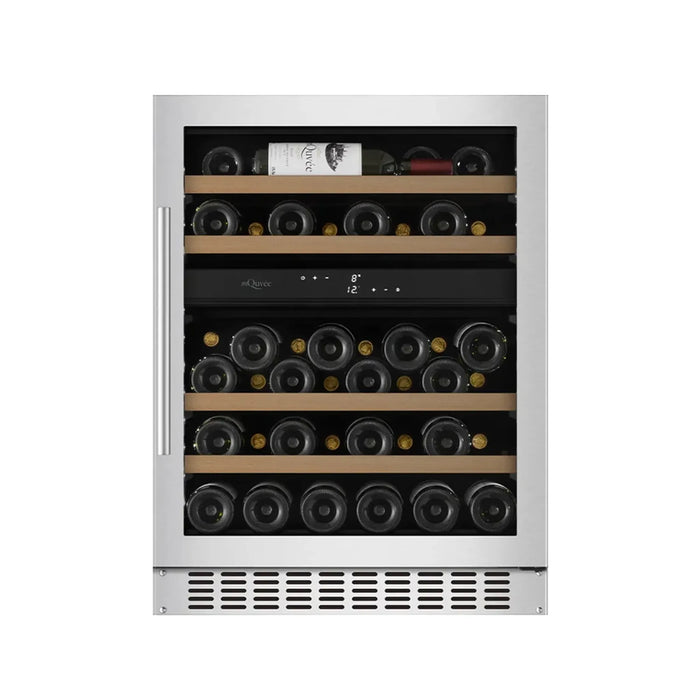 mQuvée WineCave 700 60D WCD60-700 onderbouw wijnkoelkast (afgebeeld in RVS), vooraanzicht