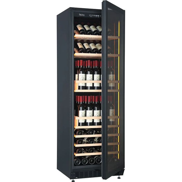 Pevino Noble PN328MB-HHB-Hor vrijstaande wijnkoelkast, schuin met open deur