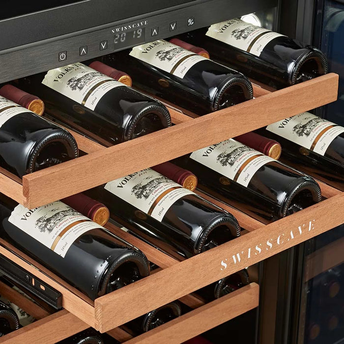 Swisscave Luxury WUB-60DF onderbouw wijnkoelkast, uittrekbare legger met flessen