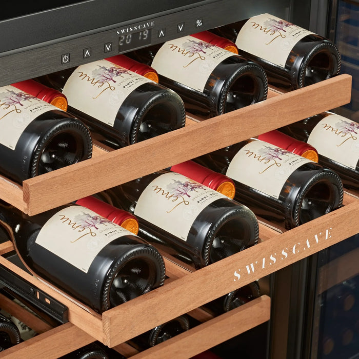 Swisscave Luxury WUB-60DFP onderbouw wijnkoelkast, uittrekbare legger met flessen