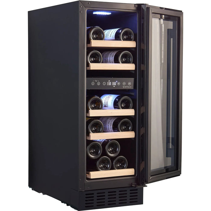 Temptech Classique CLX30DB onderbouw wijnkoelkast, schuin met open deur