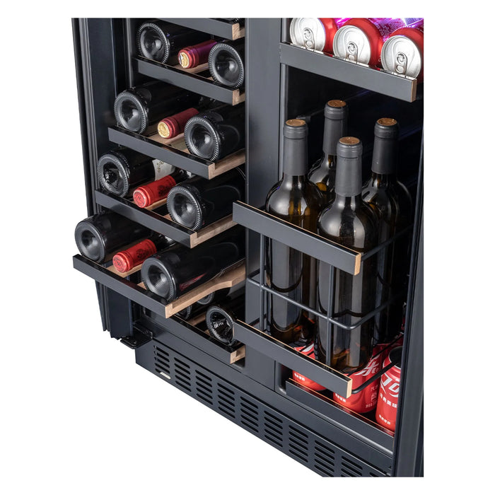 Temptech Epoq EW2DU60B25G detail van de leggers met wijnflessen