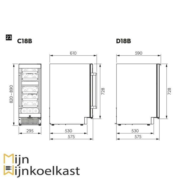 Dometic Wijnkoelkast | C18B | 2 Zones - Mijn-Wijnkoelkast