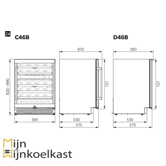 Dometic Wijnkoelkast | C46B | 2 Zones - Mijn-Wijnkoelkast