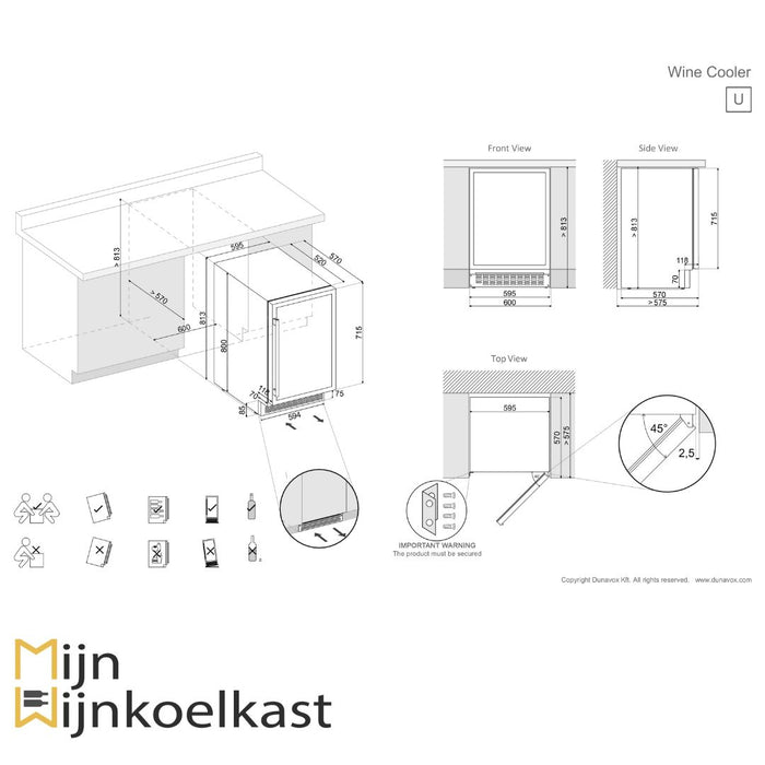 Dunavox Flow-40 Wijnkoelkast | DAUF-40.138SS | 1 Zone - Mijn-Wijnkoelkast