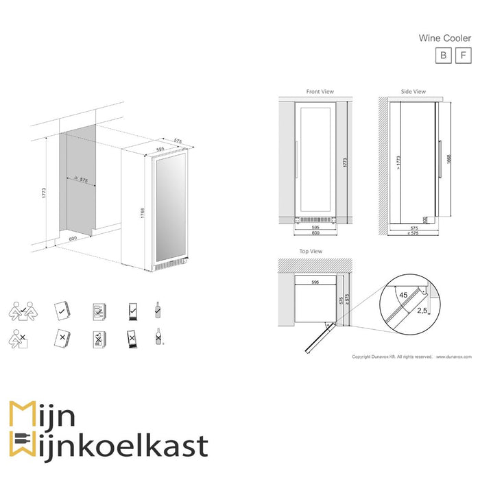 Dunavox Grande-123 Wijnkoelkast | DX-123.338DB | 2 Zones - Mijn-Wijnkoelkast